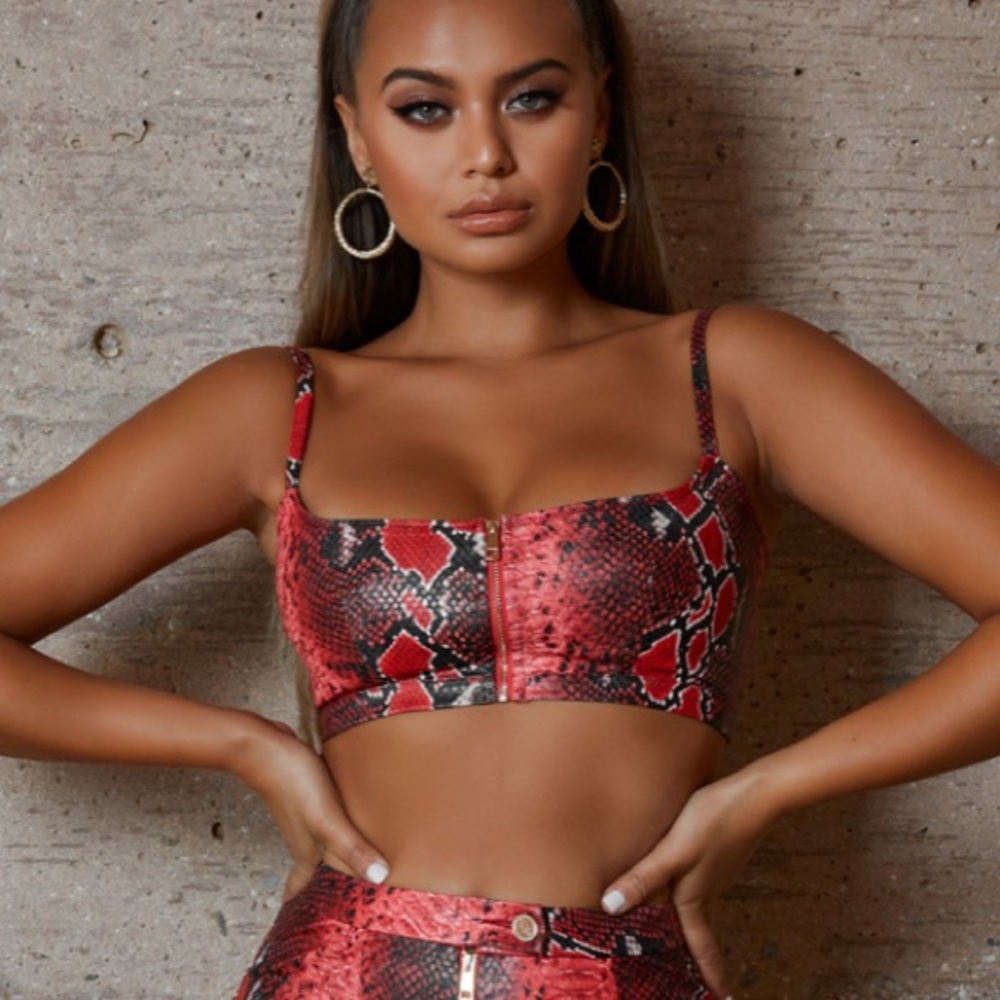 Oh Polly Snake Charmer Vegan Leather Crop Top